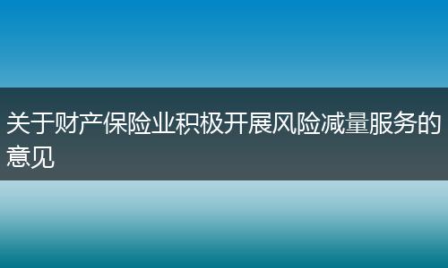 关于财产保险业积极开展风险减量服务的意见