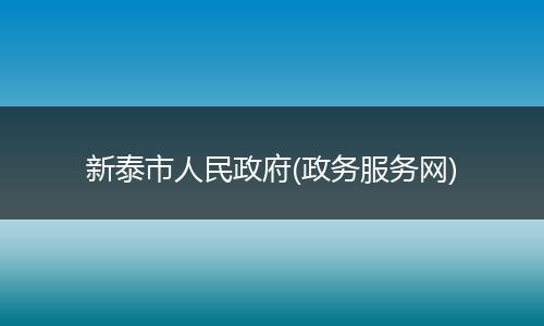 新泰市人民政府(政务服务网)