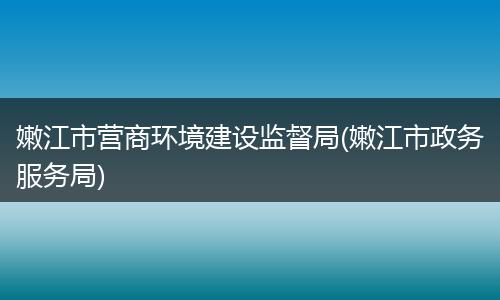 嫩江市营商环境建设监督局(嫩江市政务服务局)