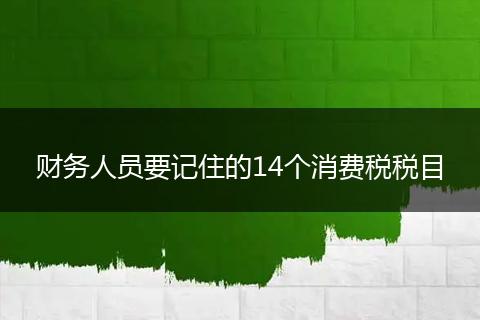 财务人员要记住的14个消费税税目