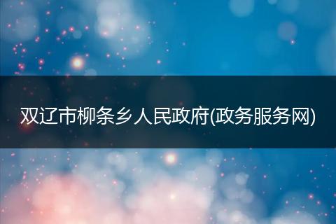 双辽市柳条乡人民政府(政务服务网)