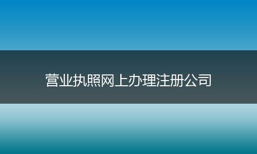 营业执照网上办理注册公司