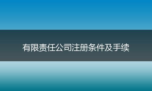 有限责任公司注册条件及手续