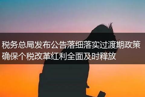 税务总局发布公告落细落实过渡期政策 确保个税改革红利全面及时释放