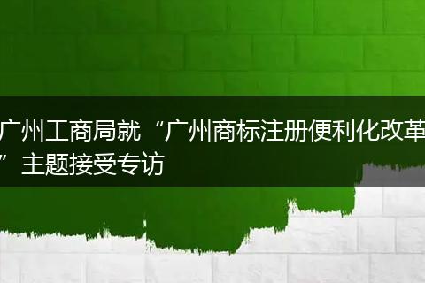 广州工商局就“广州商标注册便利化改革”主题接受专访
