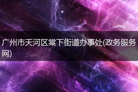 广州市天河区棠下街道办事处(政务服务网)