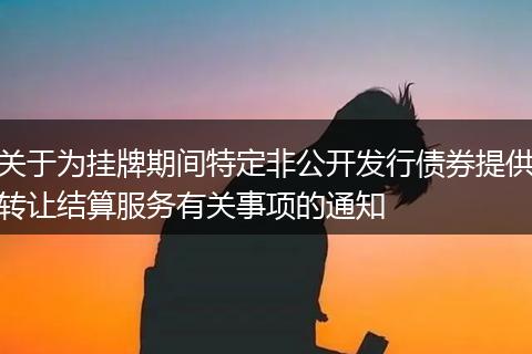 关于为挂牌期间特定非公开发行债券提供转让结算服务有关事项的通知