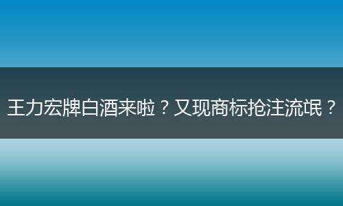 王力宏牌白酒来啦?又现商标抢注流氓?