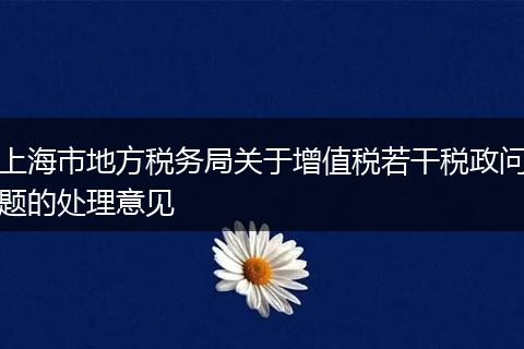 上海市地方税务局关于增值税若干税政问题的处理意见