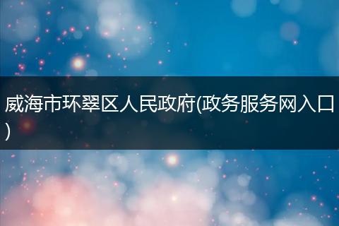 威海市环翠区人民政府(政务服务网入口)