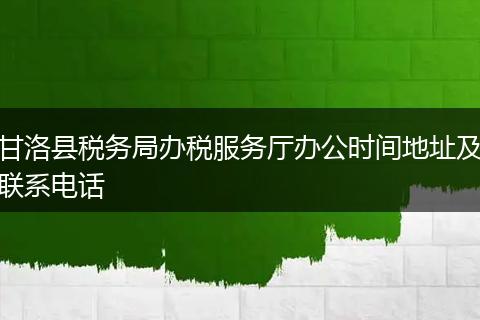 甘洛县税务局办税服务厅办公时间地址及联系电话