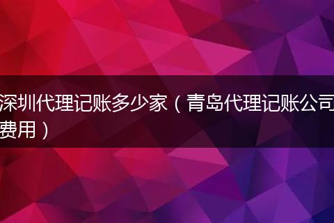深圳代理记账多少家(青岛代理记账公司费用)