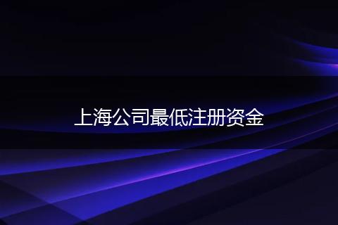 上海公司最低注册资金