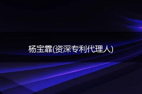 杨宝霏(资深专利代理人)