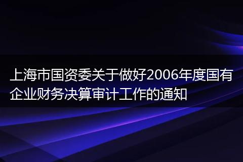上海市国资委关于做好2006年度国有企业财务决算审计工作的通知