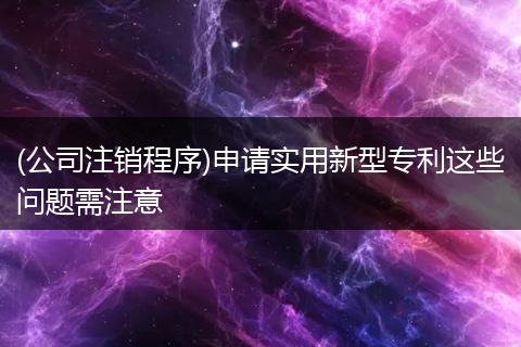 (公司注销程序)申请实用新型专利这些问题需注意