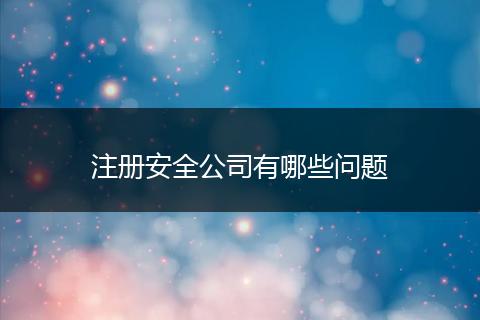 注册安全公司有哪些问题