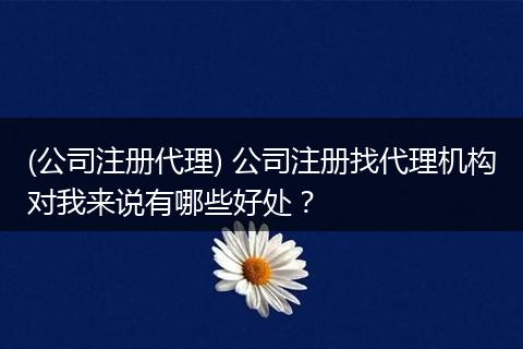 (公司注册代理) 公司注册找代理机构对我来说有哪些好处?