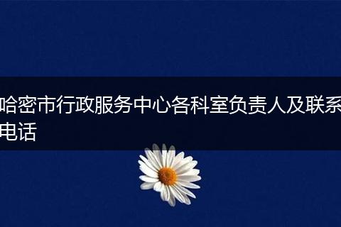 哈密市行政服务中心各科室负责人及联系电话