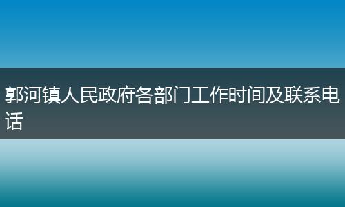 郭河镇人民政府各部门工作时间及联系电话