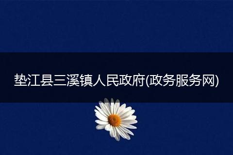 垫江县三溪镇人民政府(政务服务网)