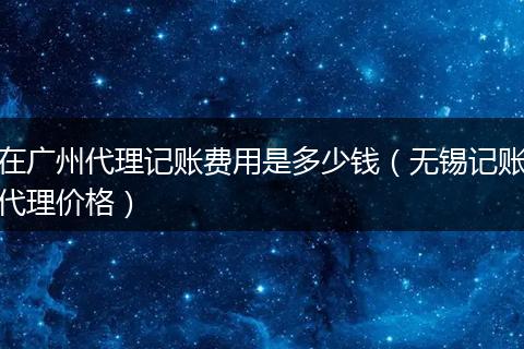 在广州代理记账费用是多少钱(无锡记账代理价格)