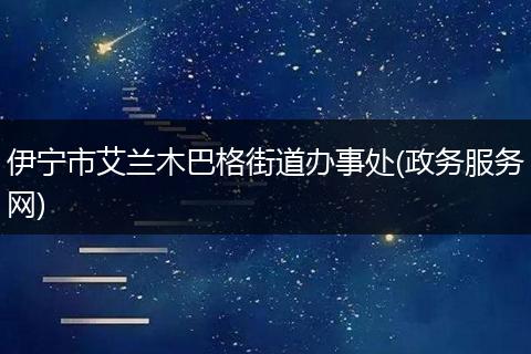 伊宁市艾兰木巴格街道办事处(政务服务网)