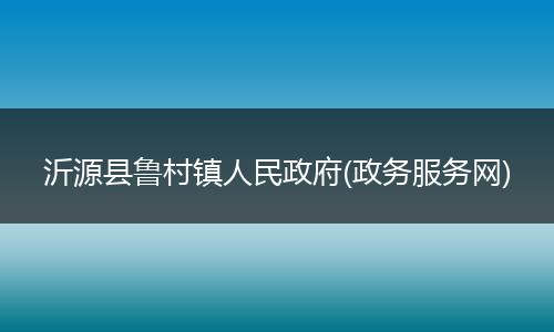 沂源县鲁村镇人民政府(政务服务网)