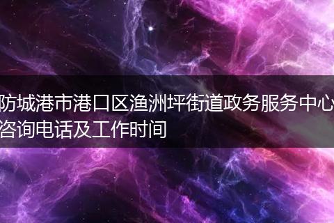 防城港市港口区渔洲坪街道政务服务中心咨询电话及工作时间