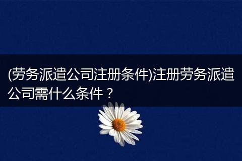 (劳务派遣公司注册条件)注册劳务派遣公司需什么条件?