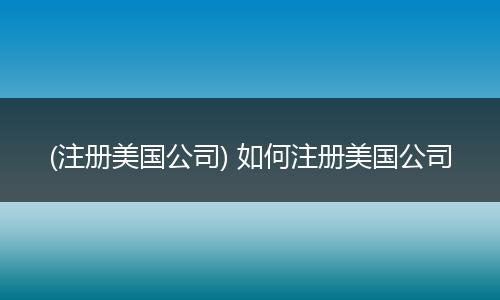 (注册美国公司) 如何注册美国公司