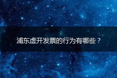 浦东虚开发票的行为有哪些？