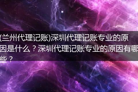 (兰州代理记账)深圳代理记账专业的原因是什么?深圳代理记账专业的原因有哪些?