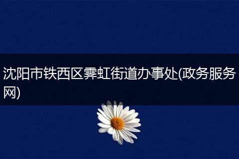 沈阳市铁西区霁虹街道办事处(政务服务网)