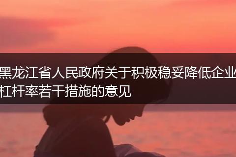 黑龙江省人民政府关于积极稳妥降低企业杠杆率若干措施的意见
