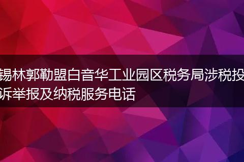 锡林郭勒盟白音华工业园区税务局涉税投诉举报及纳税服务电话