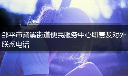邹平市黛溪街道便民服务中心职责及对外联系电话