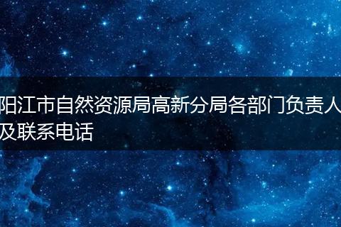 阳江市自然资源局高新分局各部门负责人及联系电话