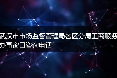 武汉市市场监督管理局各区分局工商服务办事窗口咨询电话
