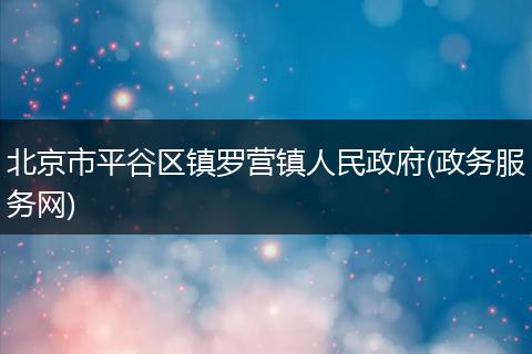 北京市平谷区镇罗营镇人民政府(政务服务网)
