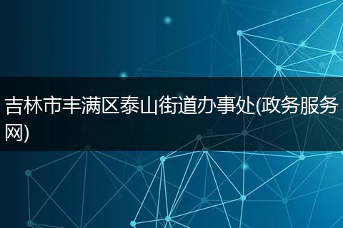 吉林市丰满区泰山街道办事处(政务服务网)