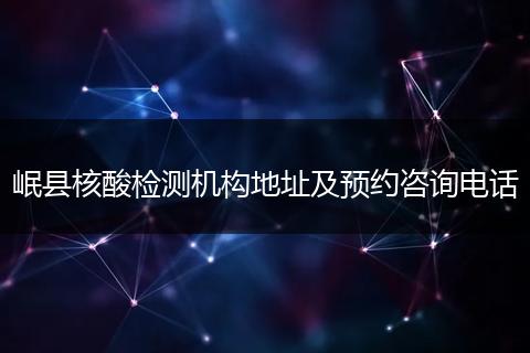 岷县核酸检测机构地址及预约咨询电话