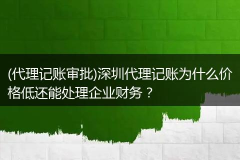 (代理记账审批)深圳代理记账为什么价格低还能处理企业财务？