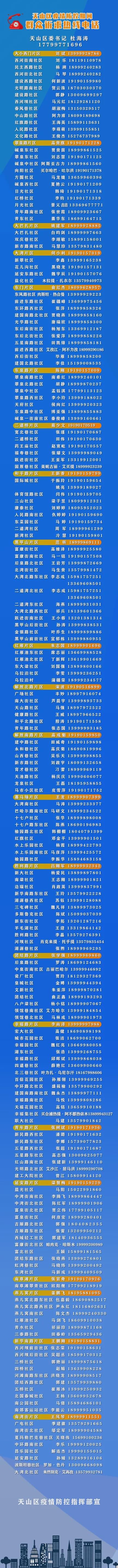 乌鲁木齐市各县(区)市新冠疫情防控指挥部举报和咨询电话
