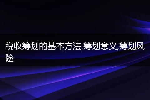 税收筹划的基本方法,筹划意义,筹划风险