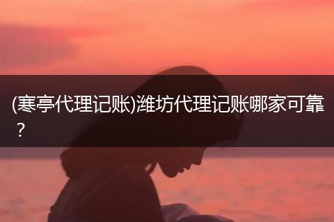 (寒亭代理记账)潍坊代理记账哪家可靠?