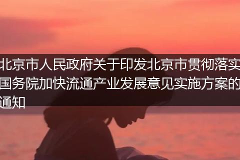 北京市人民政府关于印发北京市贯彻落实国务院加快流通产业发展意见实施方案的通知