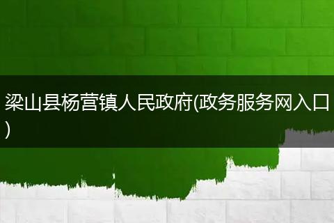 梁山县杨营镇人民政府(政务服务网入口)