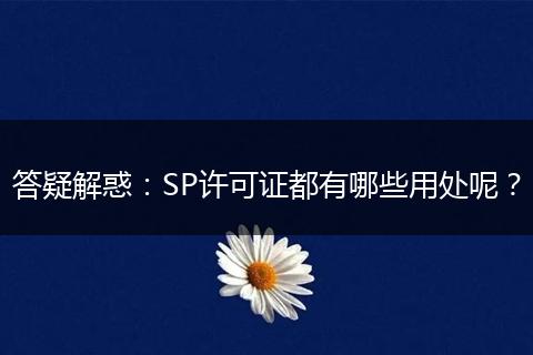 答疑解惑:SP许可证都有哪些用处呢?