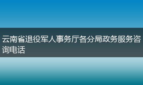 云南省退役军人事务厅各分局政务服务咨询电话